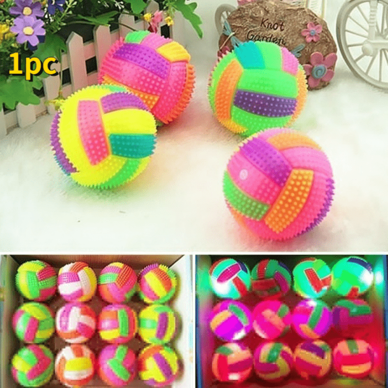 1pc Rainbow Color Dog Glowing Molar Ball Toys Elastic Ball Dog Toy For Dog Interactive Supply - Kerala Elegance