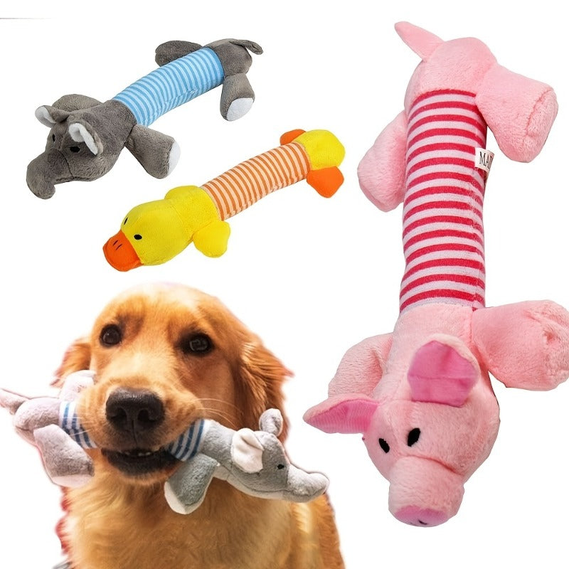 1pc Pig/Elephant/Duck Design Pet Grinding Teeth Squeaky Plush Toy Durable Chew Toy For Dog Interactive Supply - Kerala Elegance