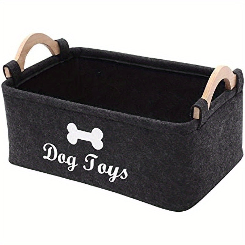 Dark Grey Felt Pet Toy Box, Dog Toy Box, Storage Basket Chest Organizer - Perfect For Organizing Pet - Kerala Elegance