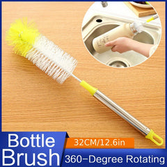 1pc Round Bendable Bottle Brush, Feeding Bottle Brush, Cleaning Brush, Bottle Sponge Brush, Rotating Bottle Cleaning Tool