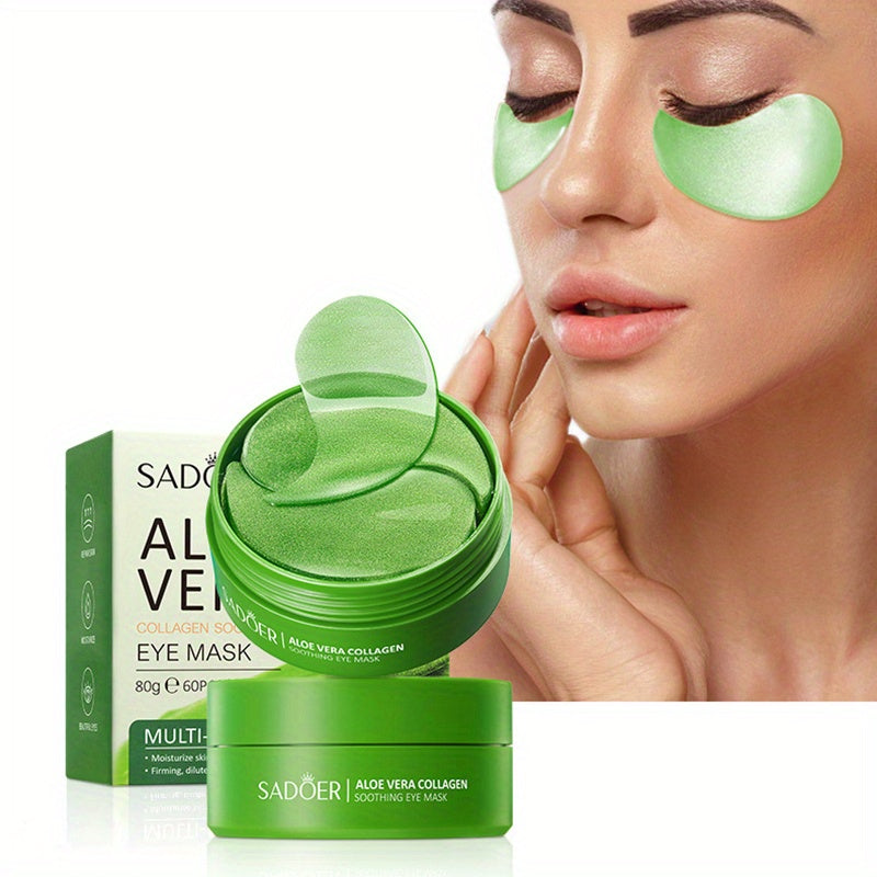 60pcs/Box, Aloe Vera Collagen Crystal Eye Mask Moisturizing And Firming Eye Care Eye Mask