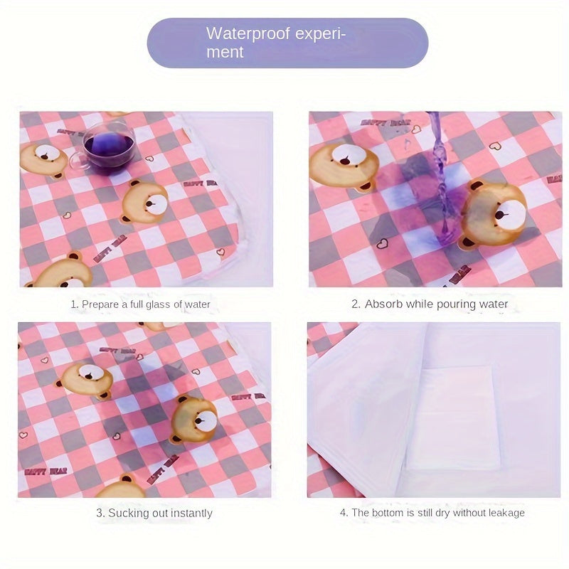 1pc Super Soft Waterproof Diaper Changing Mat, Breathable Washable Cartoon Printed Bed Care Mat