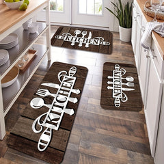 1pc Non-Slip Cutlery Graphic Kitchen Rug - Dirt Resistant, Waterproof, Machine Washable, Soft And Comfortable - Perfect For Living Room And Bedroom - 49.78x79.76 Cm