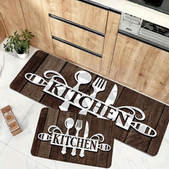 1pc Non-Slip Cutlery Graphic Kitchen Rug - Dirt Resistant, Waterproof, Machine Washable, Soft And Comfortable - Perfect For Living Room And Bedroom - 49.78x79.76 Cm