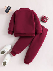 2pcs MAMA'S GIRL Print Crew Neck Long Sleeve Sweatshirt Pullover + Jogger Pants Set Outdoor Gift Girls