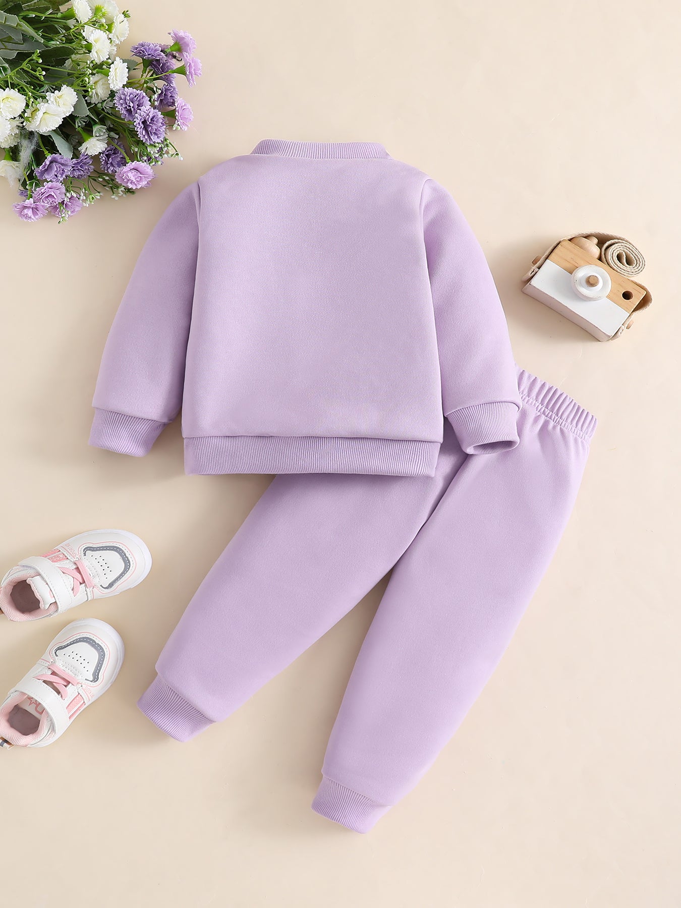 2pcs MAMA'S GIRL Print Crew Neck Long Sleeve Sweatshirt Pullover + Jogger Pants Set Outdoor Gift Girls