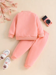 2pcs MAMA'S GIRL Print Crew Neck Long Sleeve Sweatshirt Pullover + Jogger Pants Set Outdoor Gift Girls