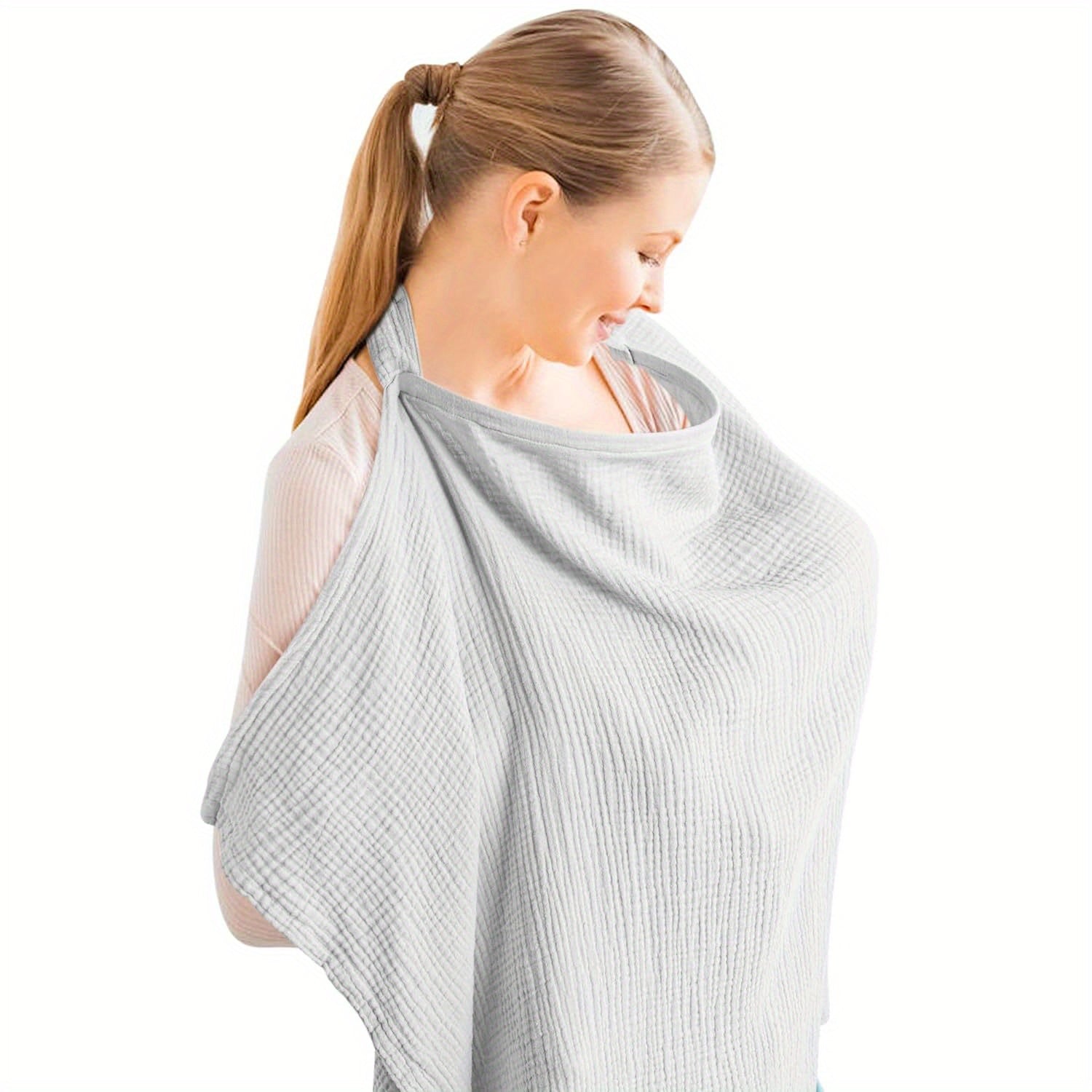 Super Breathable Muslin Nursing Cover - Soft 100% Cotton with Sturdy Rigid Hoop - Versatile Nursing Apron & Carseat Canopy - Perfect Easter Gift for Mothers