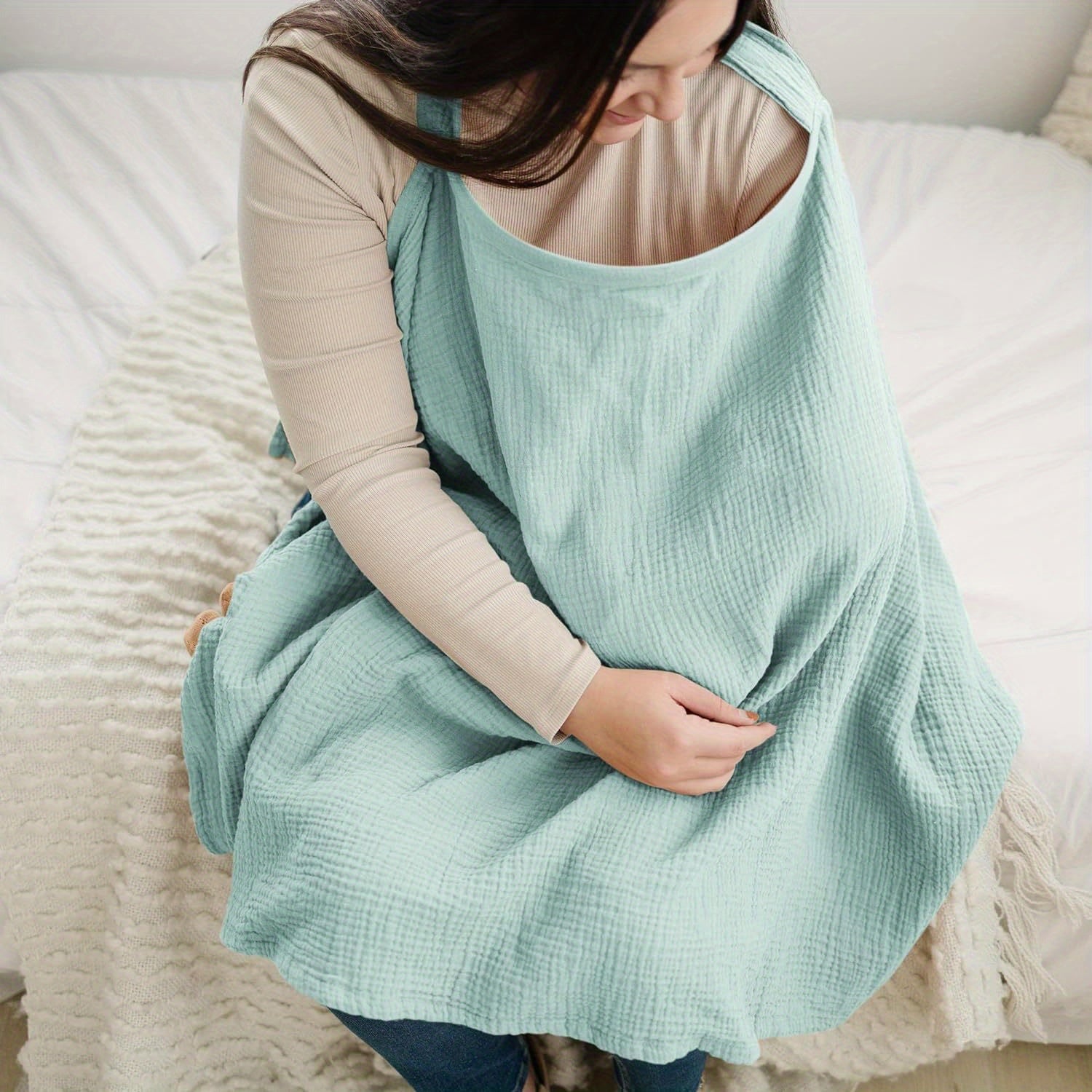 Super Breathable Muslin Nursing Cover - Soft 100% Cotton with Sturdy Rigid Hoop - Versatile Nursing Apron & Carseat Canopy - Perfect Easter Gift for Mothers