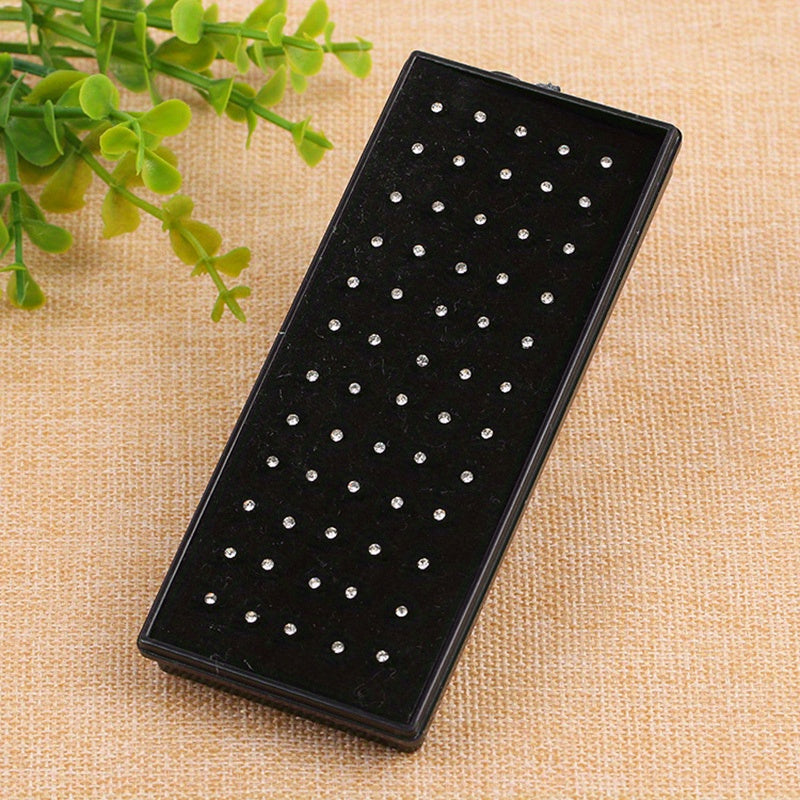 60pcs Inlaid Shiny Zircon Nose Stud Nail Ring Set Silver Plated Stainless Steel Body Piercing Jewelry Set