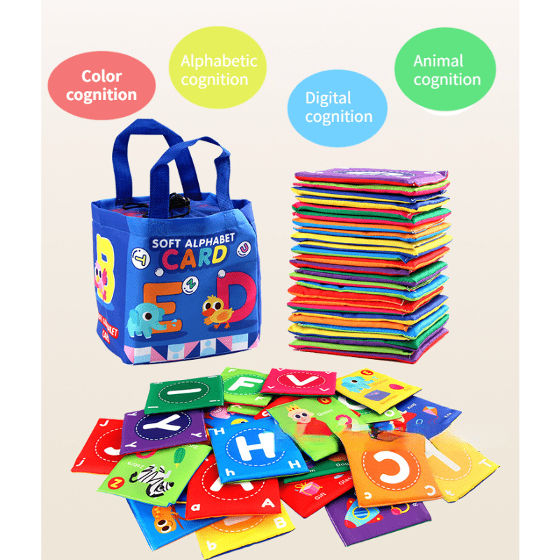 26pcs/set, Educational Card Cloth Books, Washable Animal Letter Number Storage Bag Set, Great Christmas Halloween Thanksgiving Day Gift, New Year's Gift, Valentine's Day Gift