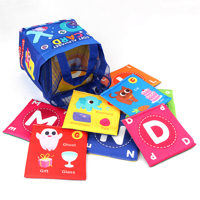 26pcs/set, Educational Card Cloth Books, Washable Animal Letter Number Storage Bag Set, Great Christmas Halloween Thanksgiving Day Gift, New Year's Gift, Valentine's Day Gift