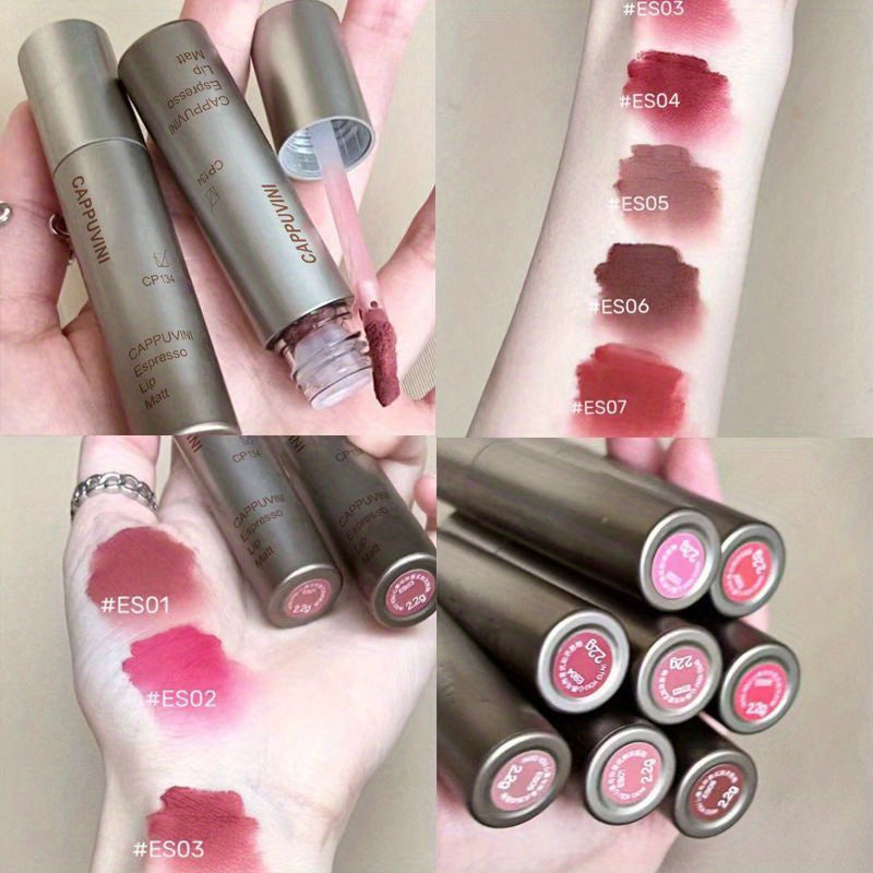 Light Coffee Brown Lip Lacquer Women's Autumn And Winter Matte Cinnamon Milk Tea Nude Color Series Cameo Brown Lip Mud Niche Makeup Lipstick