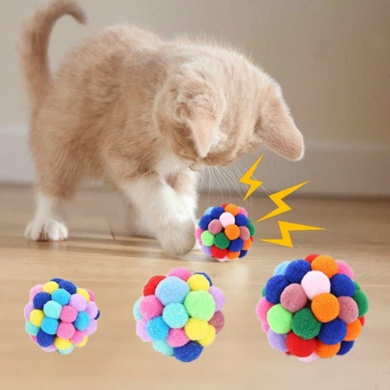 1pc Pet Cat Toy Colorful Lovely Bell Bouncy Ball, Interactive Toy For Pet Fun And Entertainment - Kerala Elegance