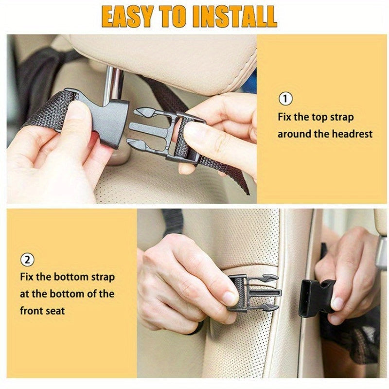 1pc Car Backseat Organizer With Table Holder, Storage Pocket Seat Back Protector Kick Mat, Travel Accessory