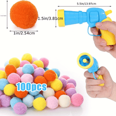 Interactive Launch Training Cat Toys - Creative Kittens Mini Pompoms Games - Stretch Plush Ball Toys For Cats - Pet Accessories - Kerala Elegance