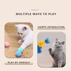 Interactive Launch Training Cat Toys - Creative Kittens Mini Pompoms Games - Stretch Plush Ball Toys For Cats - Pet Accessories - Kerala Elegance