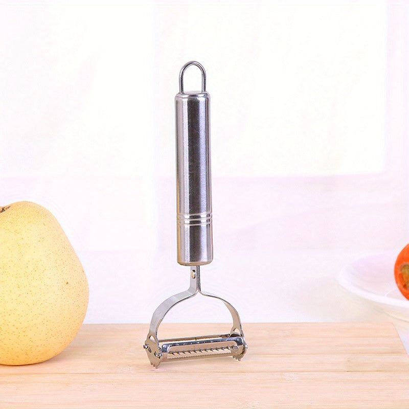 1pc, 2 In 1 Stainless Steel Vegetable Peeler, Julienne Cutter, Slicer, Shredder, Scraper, Fruit, Potatoes, Carrot, Cucumber, Kitchen, Home Staple, Housewarming Gift