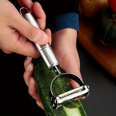 1pc, 2 In 1 Stainless Steel Vegetable Peeler, Julienne Cutter, Slicer, Shredder, Scraper, Fruit, Potatoes, Carrot, Cucumber, Kitchen, Home Staple, Housewarming Gift