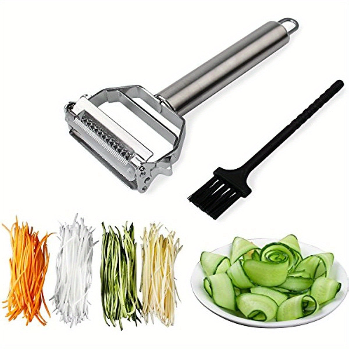 1pc, 2 In 1 Stainless Steel Vegetable Peeler, Julienne Cutter, Slicer, Shredder, Scraper, Fruit, Potatoes, Carrot, Cucumber, Kitchen, Home Staple, Housewarming Gift