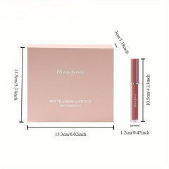 6pcs/set Of Long-Lasting Matte Lip Gloss, Gift Box Included, Non-Stick, Transfer-proof, Water-resistant Liquid Lipstick, Assorted Colors, 24-Hour Wear Beauty Lip Makeup, Ideal Gifts For Women