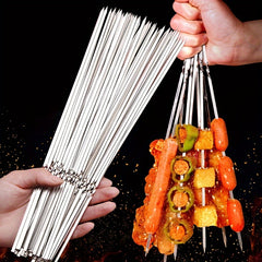 20pcs, Reusable Stainless Steel Barbecue Skewers - Perfect For Grilling, Kebabs, And Camping! - Kitchen Supplies, Kitchen Accessories, BBQ Accessories