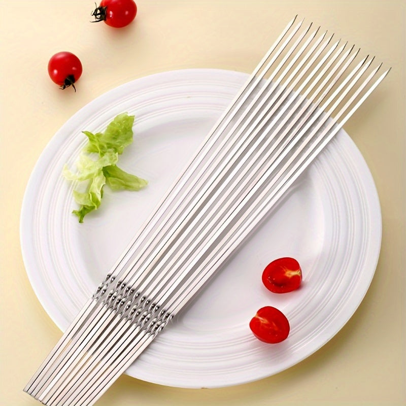 20pcs, Reusable Stainless Steel Barbecue Skewers - Perfect For Grilling, Kebabs, And Camping! - Kitchen Supplies, Kitchen Accessories, BBQ Accessories