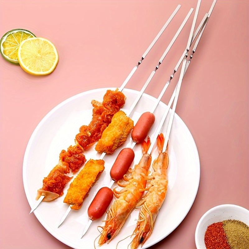 20pcs, Reusable Stainless Steel Barbecue Skewers - Perfect For Grilling, Kebabs, And Camping! - Kitchen Supplies, Kitchen Accessories, BBQ Accessories