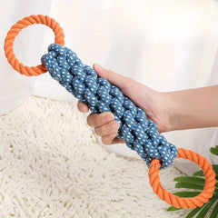 Durable Cotton Blend Dog Chew Toy With Double-Sided Handle - Braided Rope Knot For All Breeds | Teeth Cleaning & Play Dog Toys For Aggressive Chewers Tough Dog Toys For Aggressive Chewers - Kerala Elegance