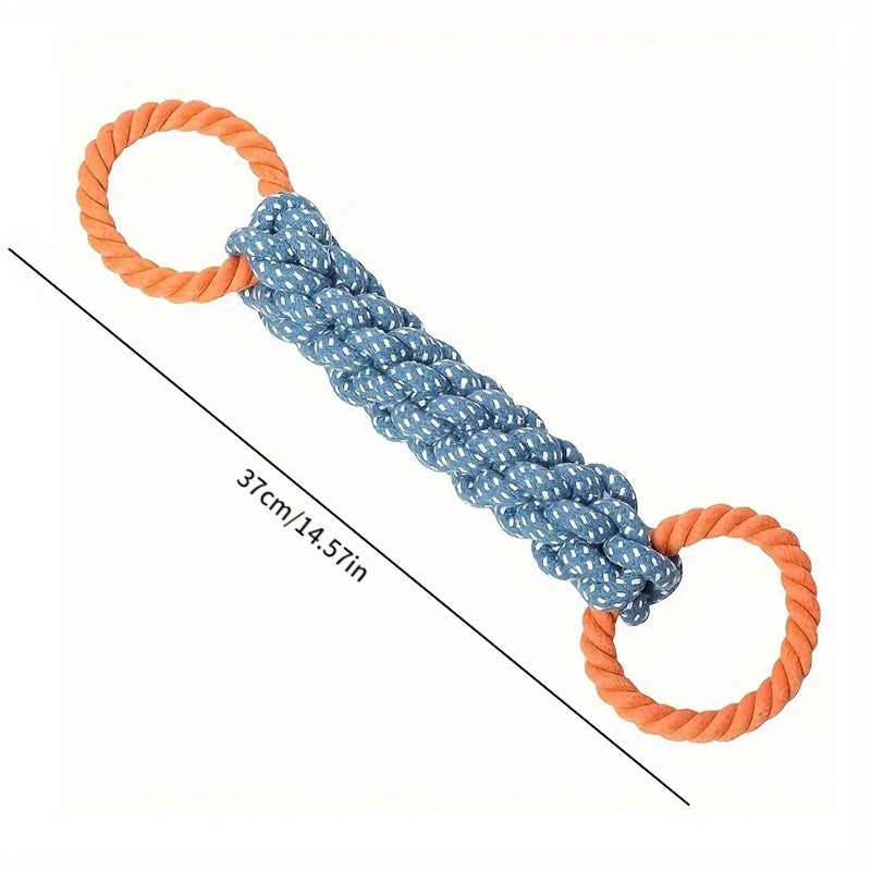 Durable Cotton Blend Dog Chew Toy With Double-Sided Handle - Braided Rope Knot For All Breeds | Teeth Cleaning & Play Dog Toys For Aggressive Chewers Tough Dog Toys For Aggressive Chewers - Kerala Elegance