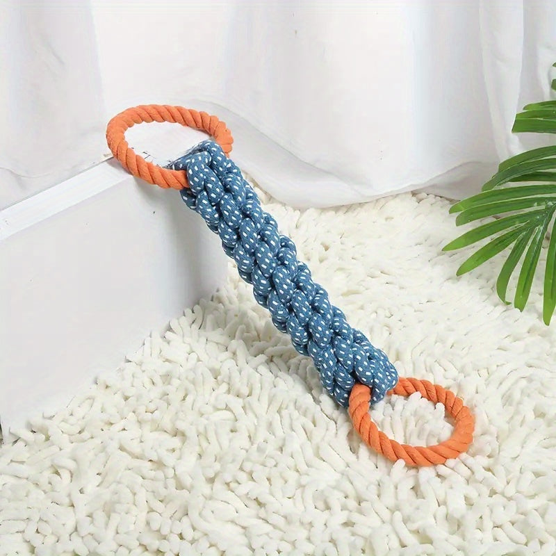 Durable Cotton Blend Dog Chew Toy With Double-Sided Handle - Braided Rope Knot For All Breeds | Teeth Cleaning & Play Dog Toys For Aggressive Chewers Tough Dog Toys For Aggressive Chewers - Kerala Elegance