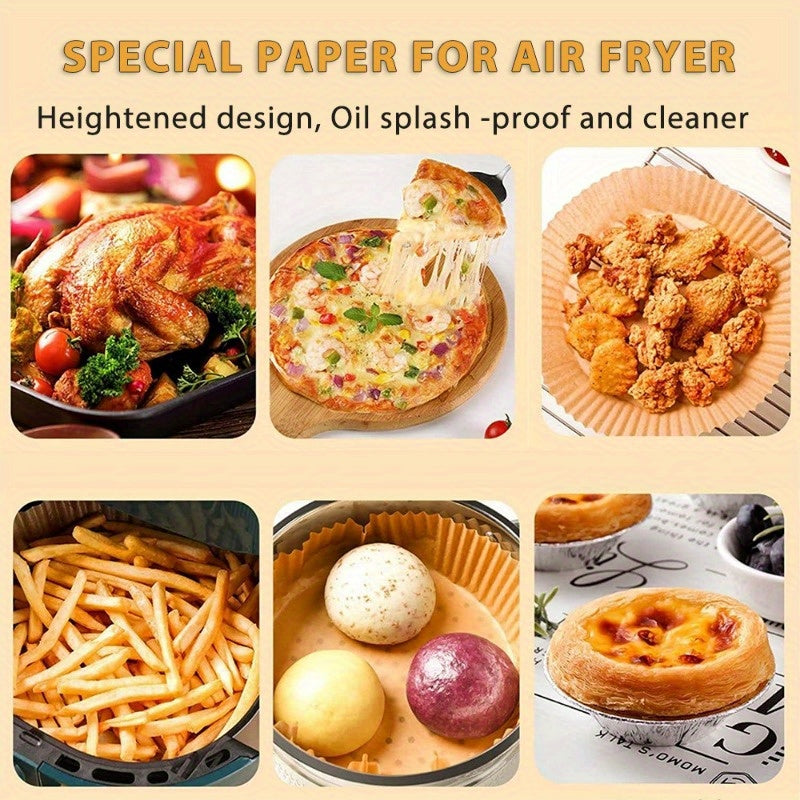 50/100Pcs Non-Stick Air Fryer Disposable Paper Liners - Round Baking Papers for Roasting, Microwave, And More - Kitchen Accessories