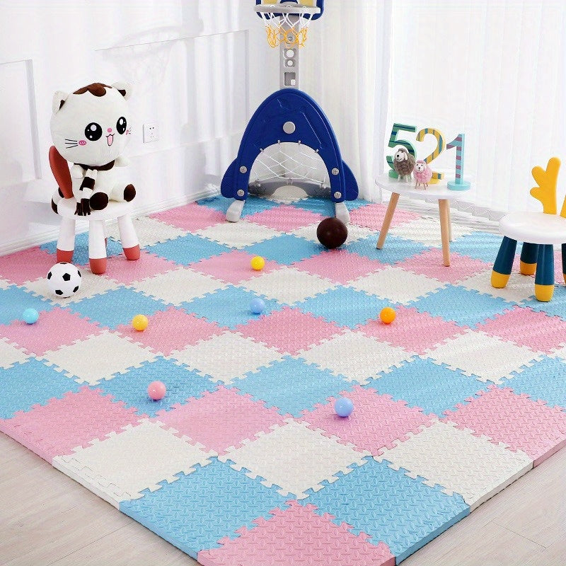 16pcs Eva Foam Play Mat Set, 30.0cm X 30.0cm - Interlocking Yoga & Gymnastics Mats For Kids Ages 3-8, Ideal For Crawling And Home Exercise Padded Play Mat Foam Mats For Floor Kids