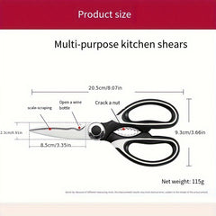 1pc Multifunctional Stainless Steel Kitchen Scissors - Poultry Shears with Nut Cracker and Bottle Opener - Essential Food Prep Tool for Chicken, Duck, Fish