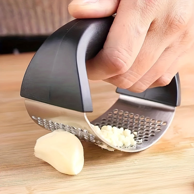 Stainless Steel Garlic Press: Manual Garlic Mincer, Multifunctional Kitchen Gadget, No Electricity Needed - Durable Handheld Garlic Crusher Tool