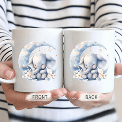 1pc 11oz Funny Elephant Moon Pattern Water Cup, Cute Ceramic Cup Souvenir, Coffee Cup For Mother Father, Valentine's Day Birthday Holiday Mother's Day Father's Day Gifts