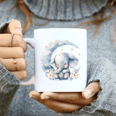 1pc 11oz Funny Elephant Moon Pattern Water Cup, Cute Ceramic Cup Souvenir, Coffee Cup For Mother Father, Valentine's Day Birthday Holiday Mother's Day Father's Day Gifts