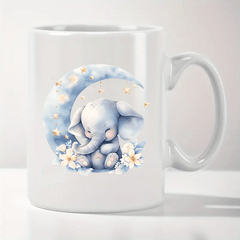 1pc 11oz Funny Elephant Moon Pattern Water Cup, Cute Ceramic Cup Souvenir, Coffee Cup For Mother Father, Valentine's Day Birthday Holiday Mother's Day Father's Day Gifts