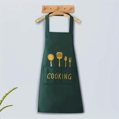 1pc Cooking Apron, Waterproof & Oil-proof Polyester Canvas, Cotton Blend, Adjustable Multipurpose Kitchen Apron with Pockets for Coffee Bar & Restaurant