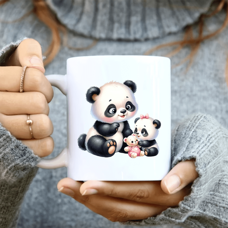 1pc 11oz Panda Mother And Little Panda Pattern Water Cup, Creative Ceramic Cup Souvenir, Coffee Mug For Mother Father, Valentine's Day Birthday Holiday Mother's Day Father's Day Gifts