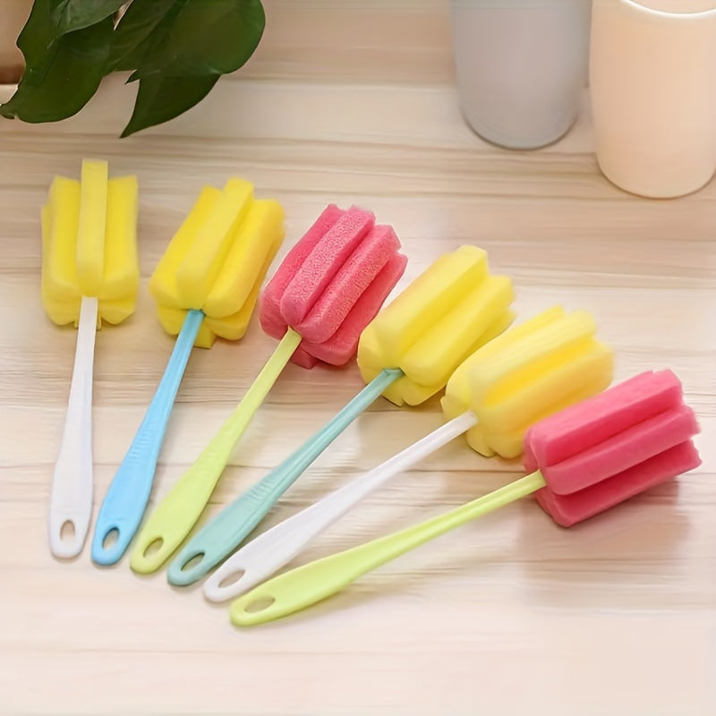 3pcs Random Colors Kitchen Cleaning Tools Set, Sponge Brushes, For Bottles, Coffee And Tea Mugs