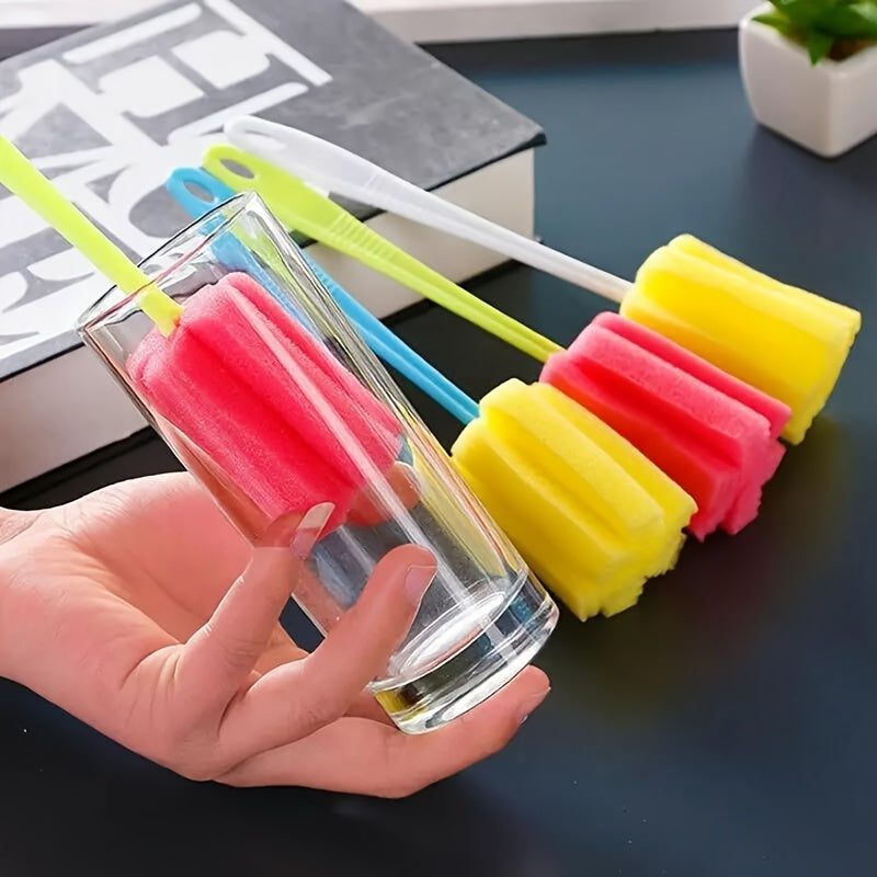 3pcs Random Colors Kitchen Cleaning Tools Set, Sponge Brushes, For Bottles, Coffee And Tea Mugs