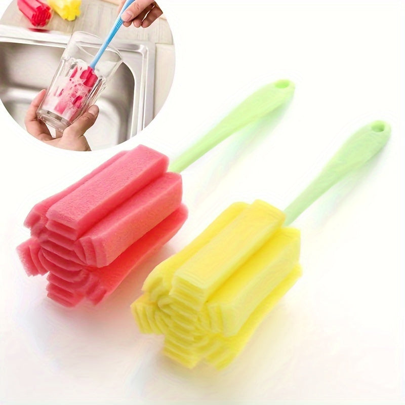 3pcs Random Colors Kitchen Cleaning Tools Set, Sponge Brushes, For Bottles, Coffee And Tea Mugs