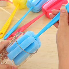 3pcs Random Colors Kitchen Cleaning Tools Set, Sponge Brushes, For Bottles, Coffee And Tea Mugs