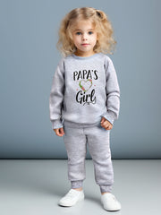 Girls 2-Piece Set, Long Sleeve Round Neck Sweatshirt With Graphic, Solid Color Casual Jogger Pants, Cozy Matching Outfit