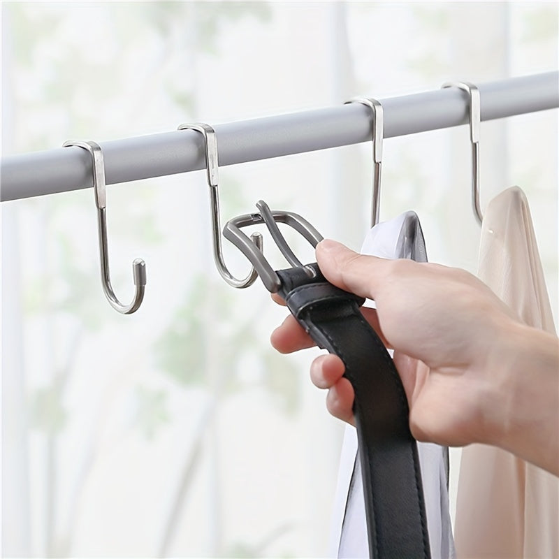 Versatile Stainless Steel Double S Hook - Rust-Resistant, Easy Install For Kitchen, Bathroom & Bedroom Organization