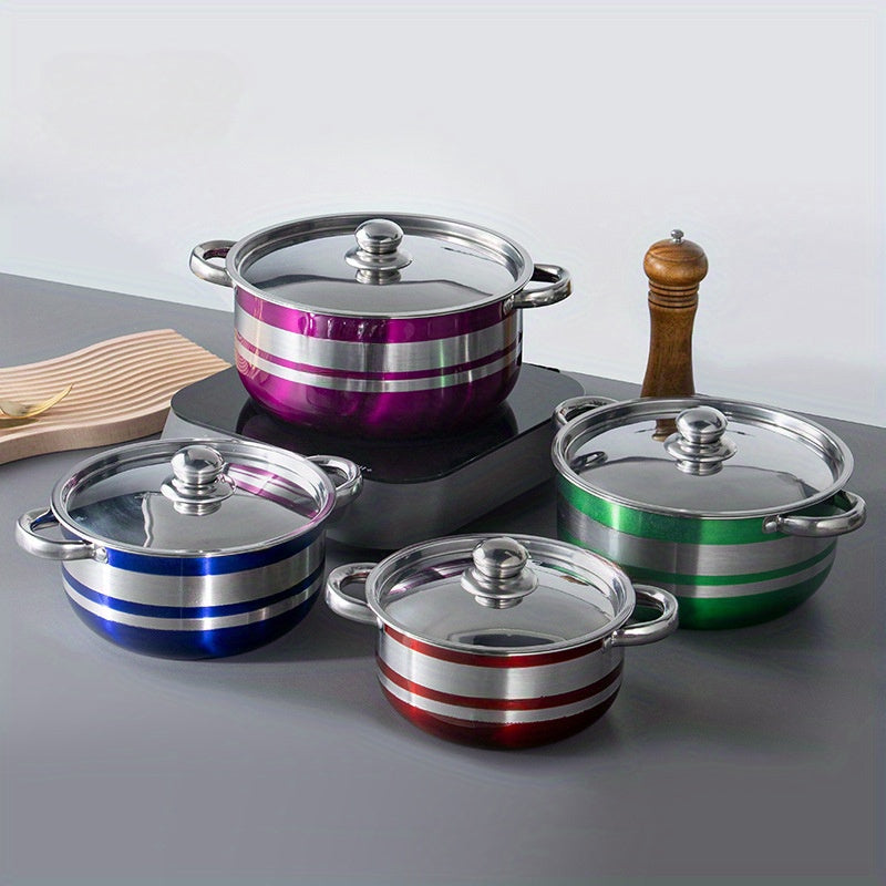 1 Set of Kitchenware 400 Stainless Steel Pot Set Household Soup Pot Combination Cooking Utensils Pot Pot Set Pot Set