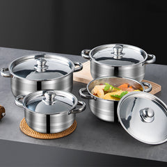 1 Set of Kitchenware 400 Stainless Steel Pot Set Household Soup Pot Combination Cooking Utensils Pot Pot Set Pot Set