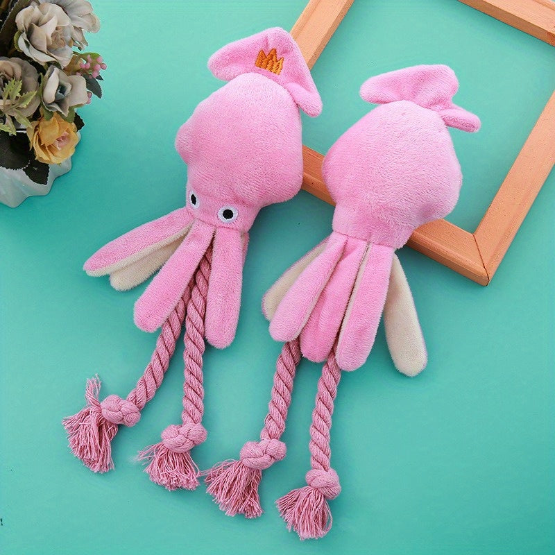 Durable Octopus-Shaped Dog Toy With Squeaker - Bite-Resistant Cotton Rope For Teeth Cleaning, Interactive Play & Happiness - Kerala Elegance