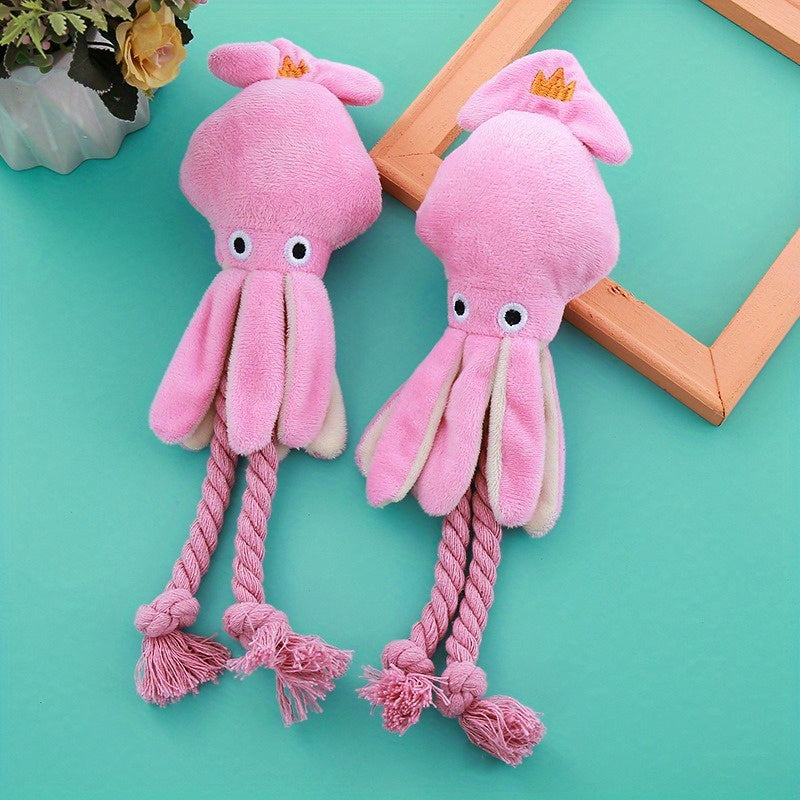 Durable Octopus-Shaped Dog Toy With Squeaker - Bite-Resistant Cotton Rope For Teeth Cleaning, Interactive Play & Happiness - Kerala Elegance